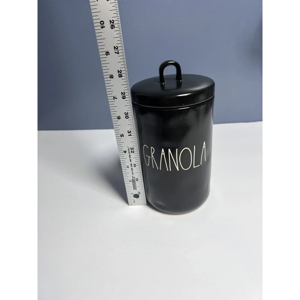 NEW Rae Dunn Black Granola Canister Jar Kitchen Food Storage